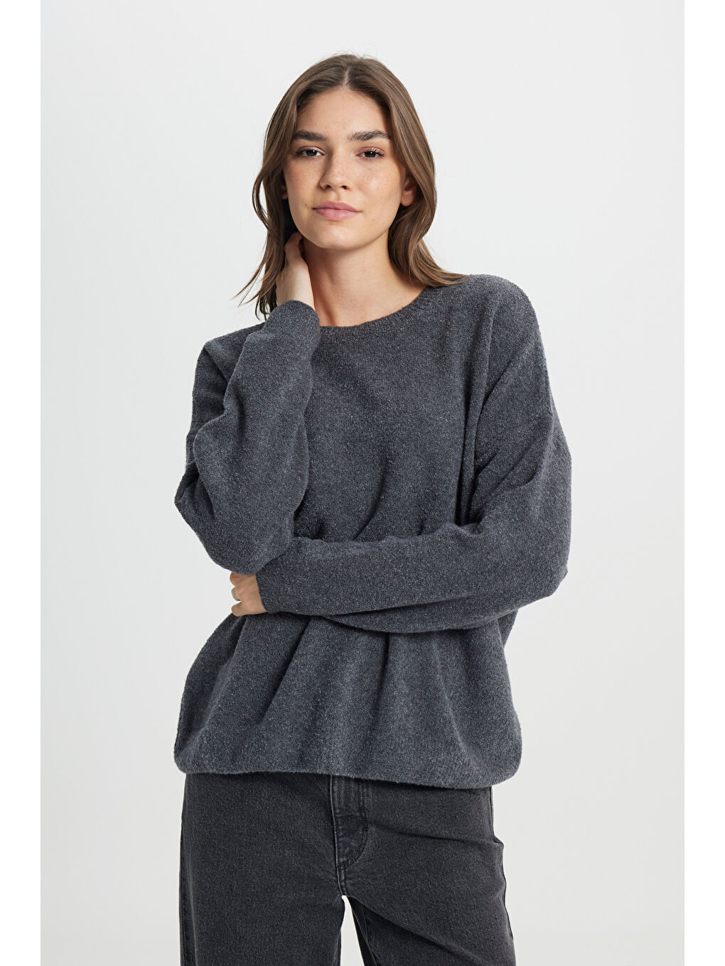 Regular Fit Normal Kesim Antrasit Triko Hırka-1