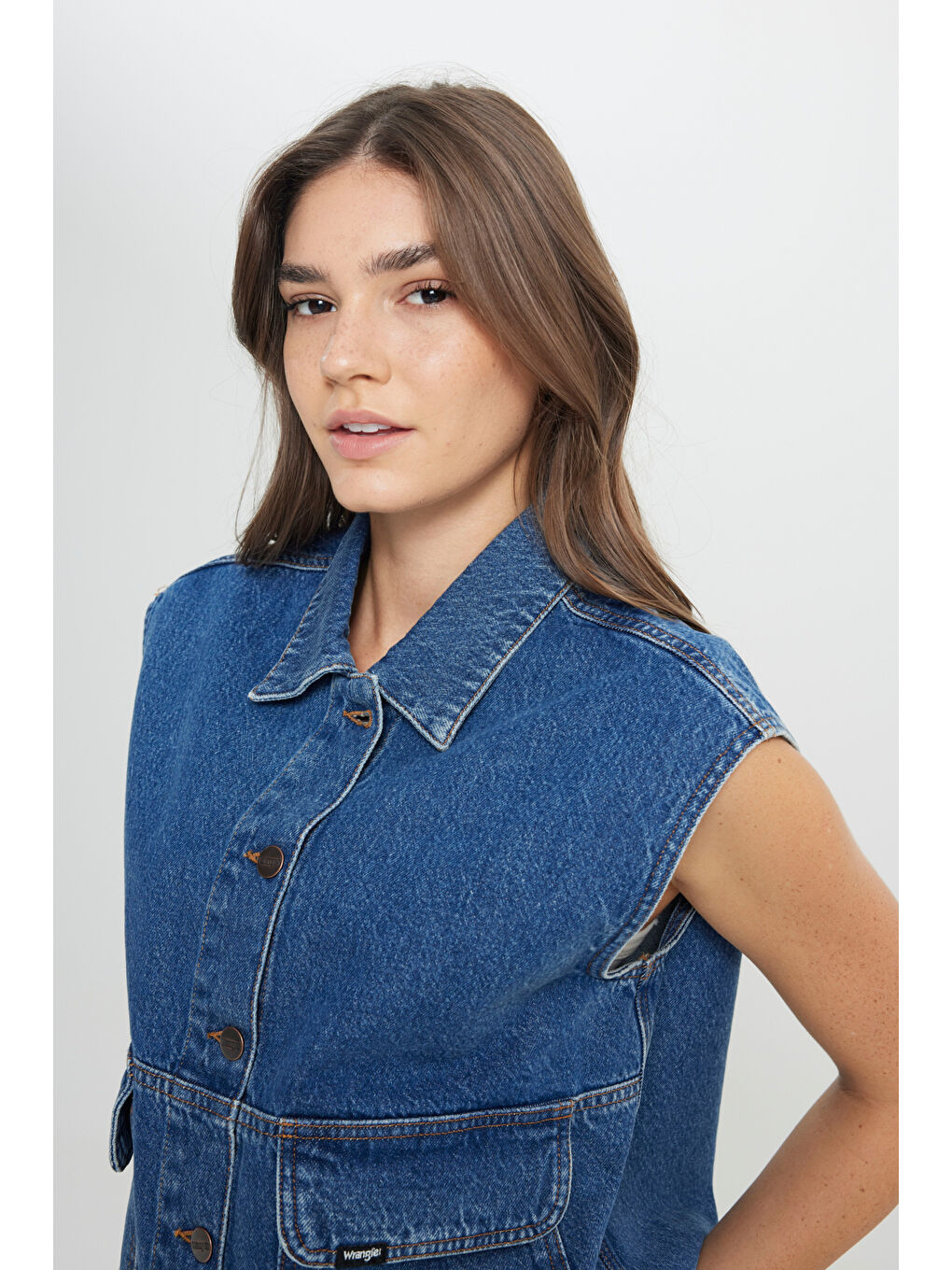 Yeşil Slim Fit Dar Kesim %100 Pamuk Mavi Jean Denim Gömlek-4