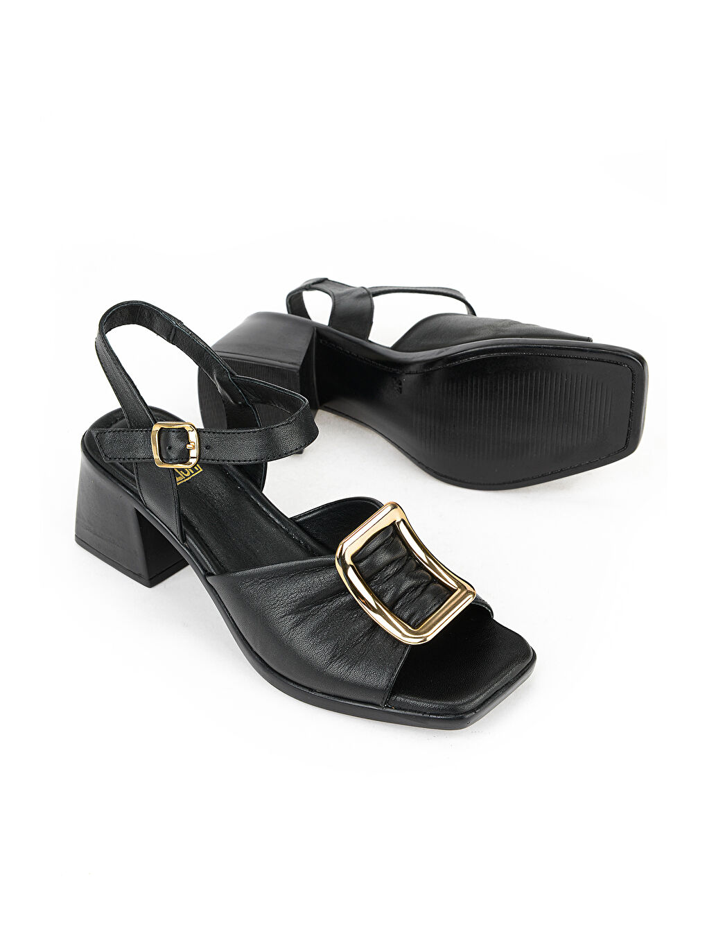Kadın Hakiki Deri Topuklu Sandalet 161992Z19008S Siyah-3