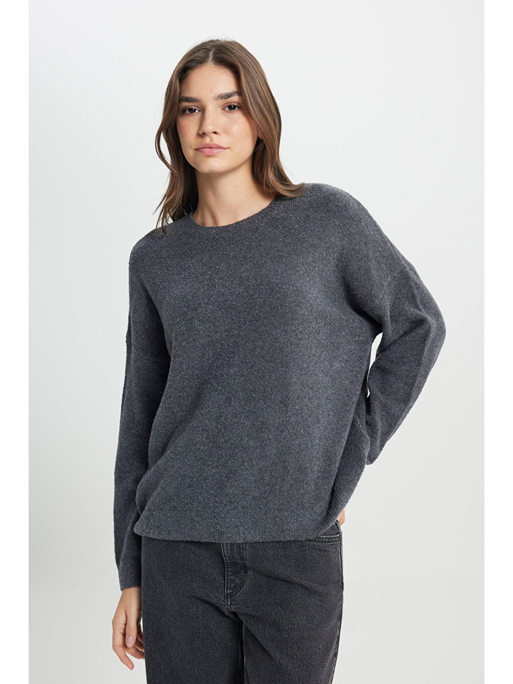 Regular Fit Normal Kesim Antrasit Triko Hırka-2