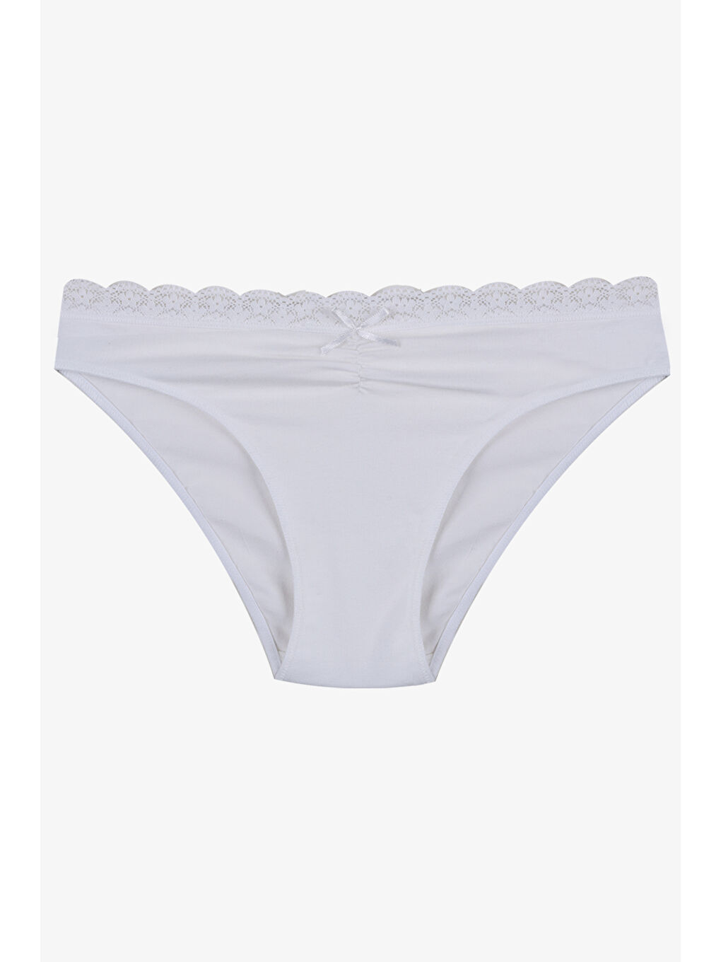 Gri Kadın Ön Bel Dantelli Büzgülü ve Fiyonk Detaylı Lastikli Külot 7'li-5