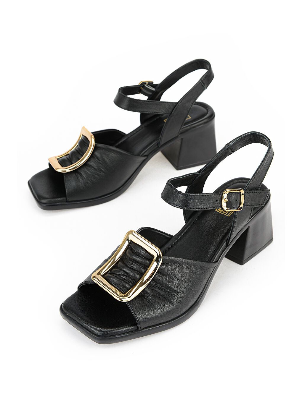 Kadın Hakiki Deri Topuklu Sandalet 161992Z19008S Siyah-4
