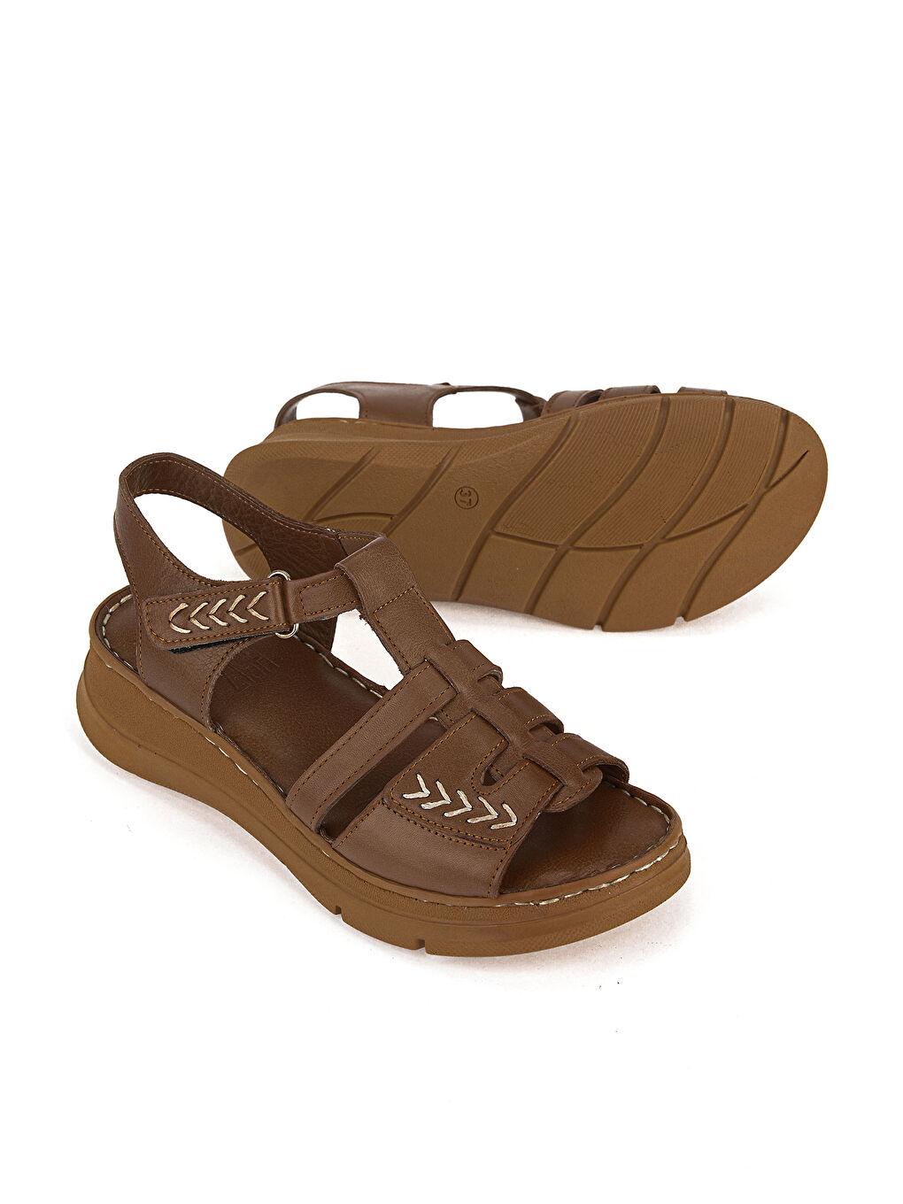 Kahverengi Kadın Hakiki Deri Konfor Sandalet 1611051Z110 Fındık-3