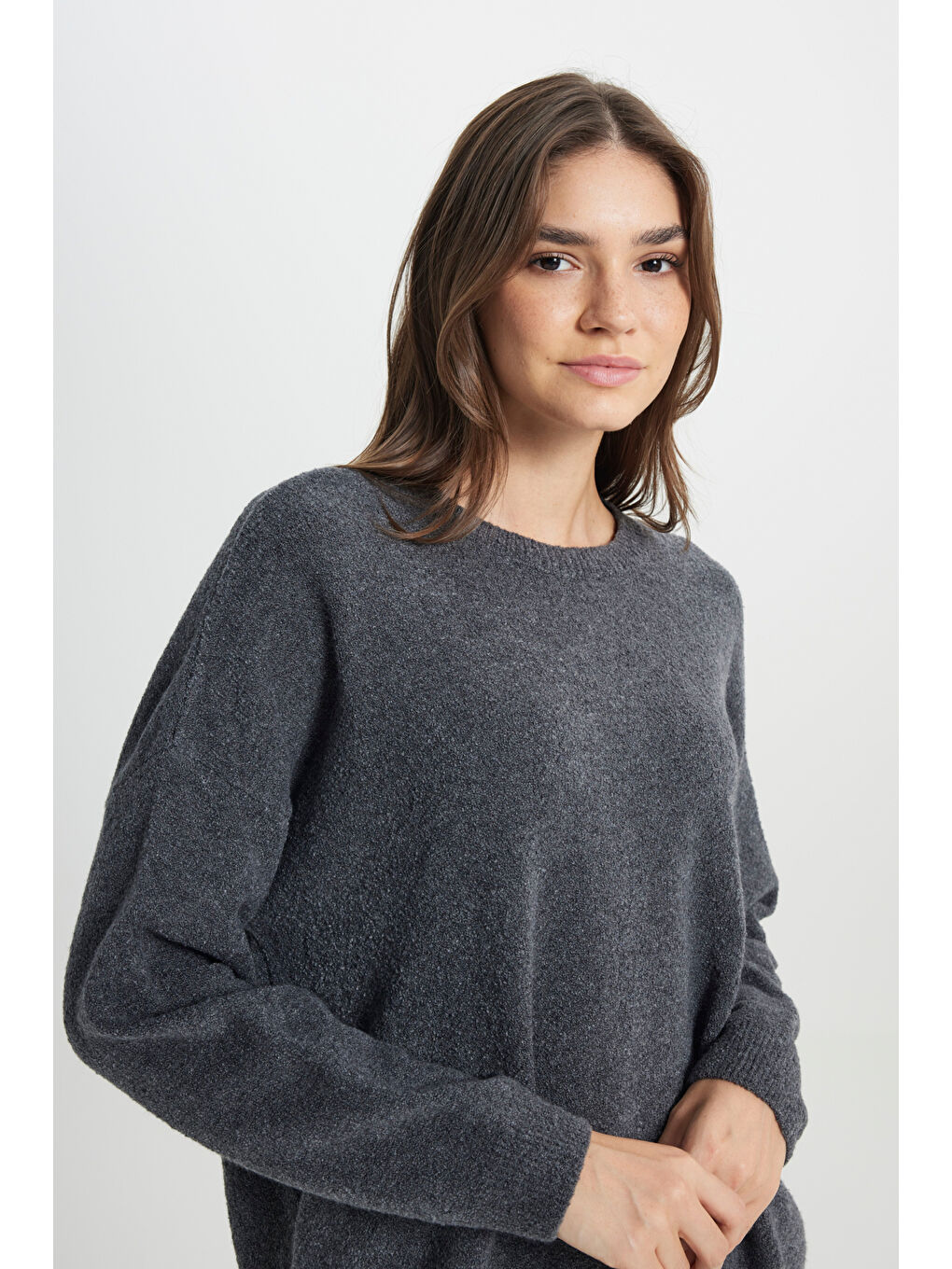 Regular Fit Normal Kesim Antrasit Triko Hırka-4