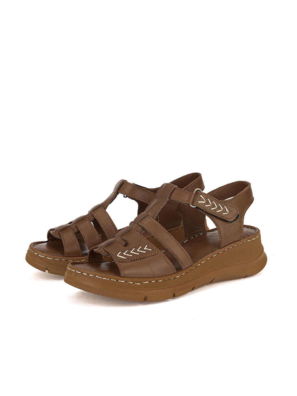 Kahverengi Kadın Hakiki Deri Konfor Sandalet 1611051Z110 Fındık-4