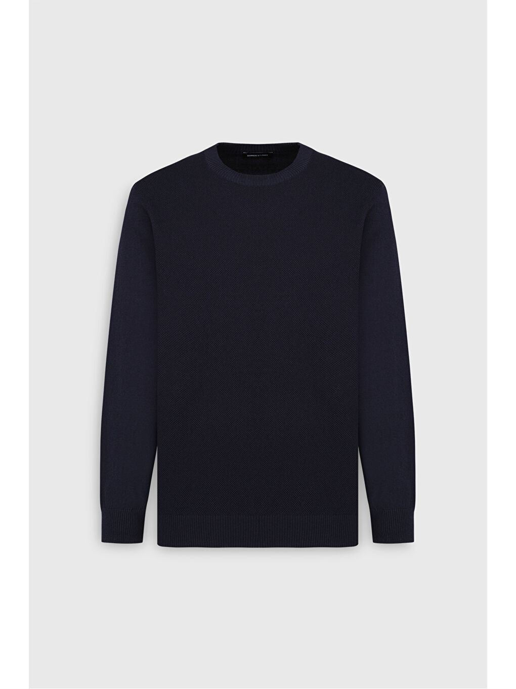 Erkek Lacivert Pamuklu Standart Fit Normal Kesim Bisiklet Yaka Jakarlı Triko Kazak-5