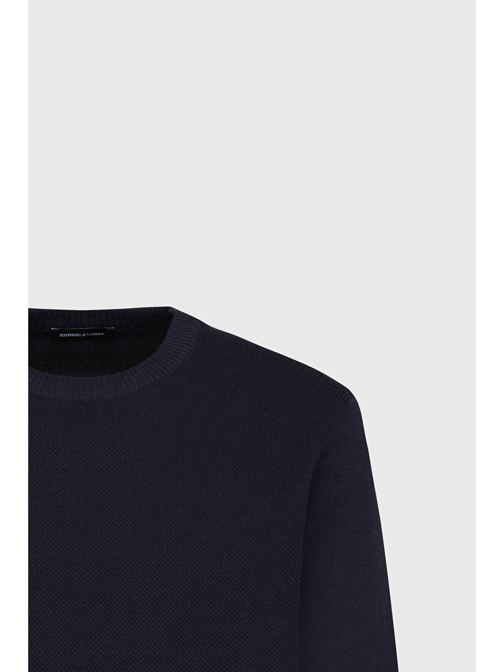 Erkek Lacivert Pamuklu Standart Fit Normal Kesim Bisiklet Yaka Jakarlı Triko Kazak-6