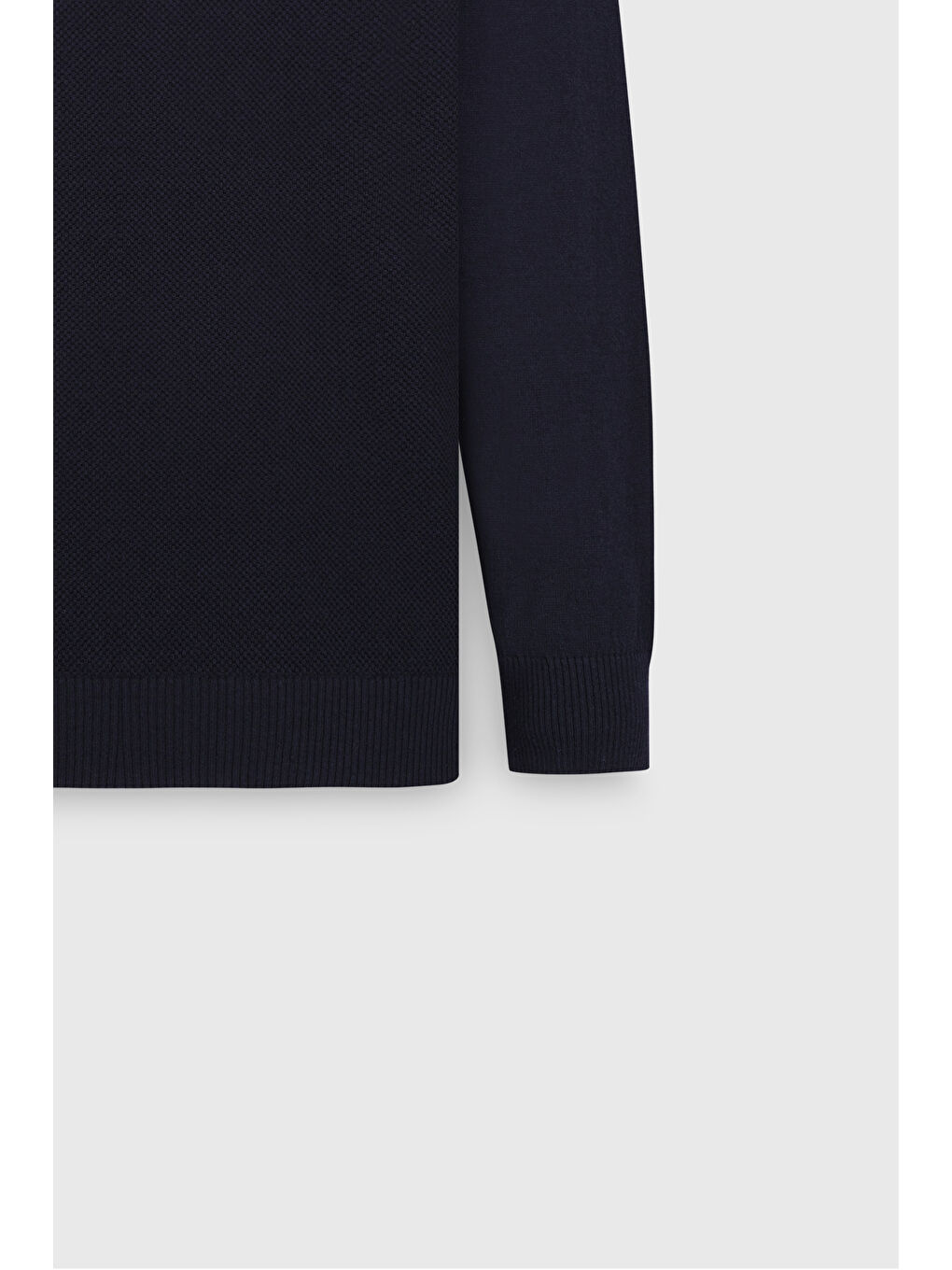 Erkek Lacivert Pamuklu Standart Fit Normal Kesim Bisiklet Yaka Jakarlı Triko Kazak-7