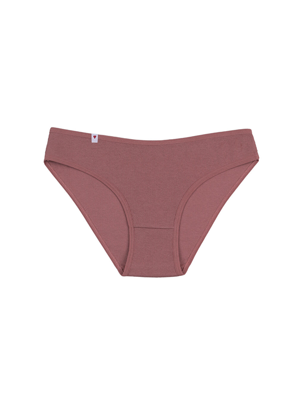 Kahverengi Kadın Külot 5 li Pamuklu Etiket Detaylı Fitilli Ribana-2