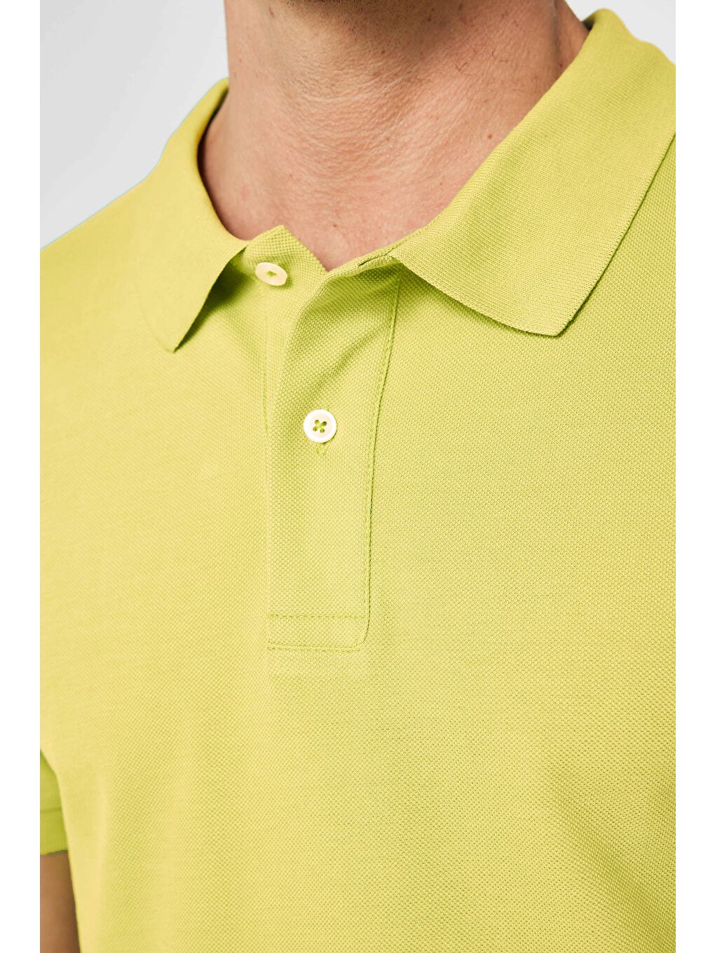 Erkek Slim Fit Dar Kesim %100 Pamuk Yeşil Polo Yaka Tişört-2