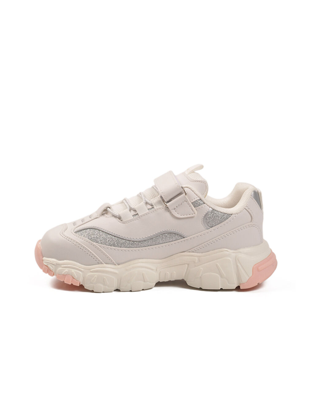 Beyaz Cırtlı Hafif Fileli Esnek Kız Çocuk Spor Ayakkabı Bella Kısa F-3