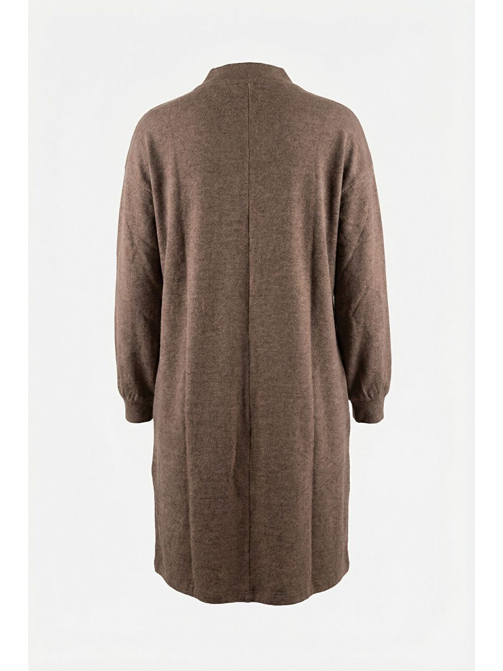 Kahverengi Büyük Beden Yakası Fermuar Detaylı Kahve Yumoş Elbise 106-39-7