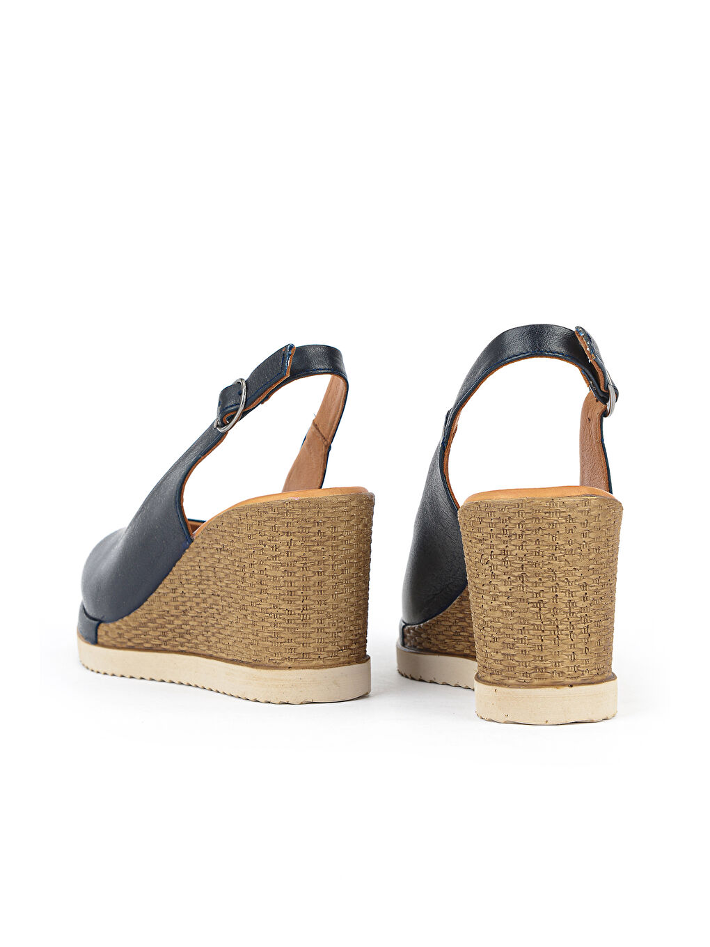 Kadın Hakiki Deri Dolgu Topuk Sandalet 161992Z500 Lacivert-2