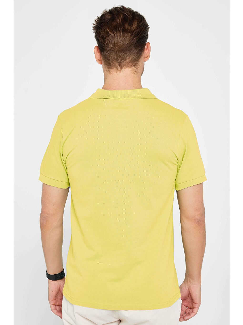 Erkek Slim Fit Dar Kesim %100 Pamuk Yeşil Polo Yaka Tişört-4