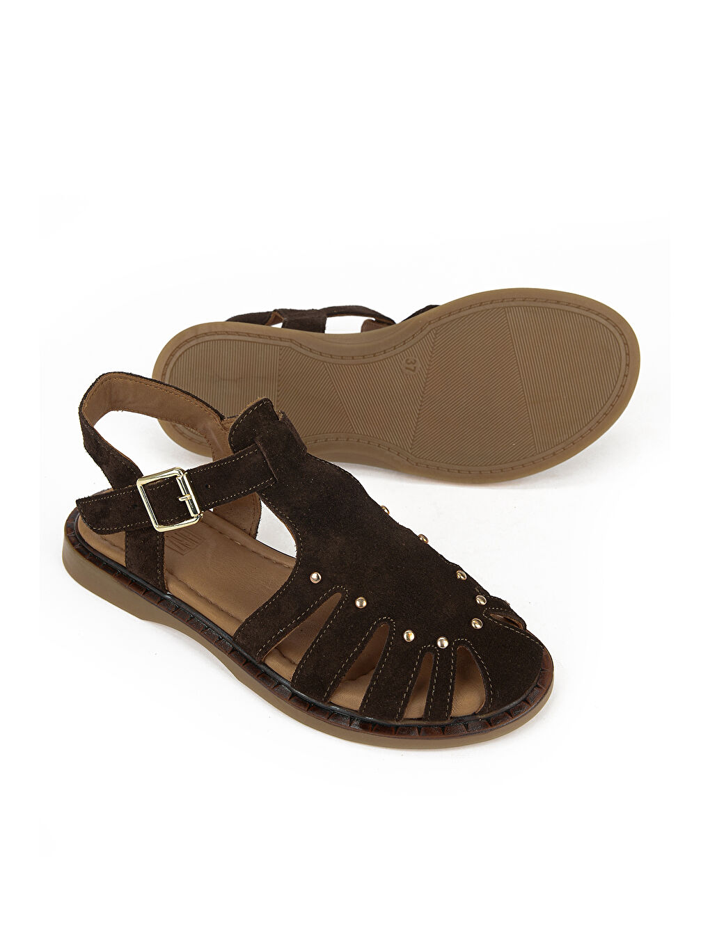 Kahverengi Kadın Hakiki Deri Sandalet 1611047Z26635 Kahve-3