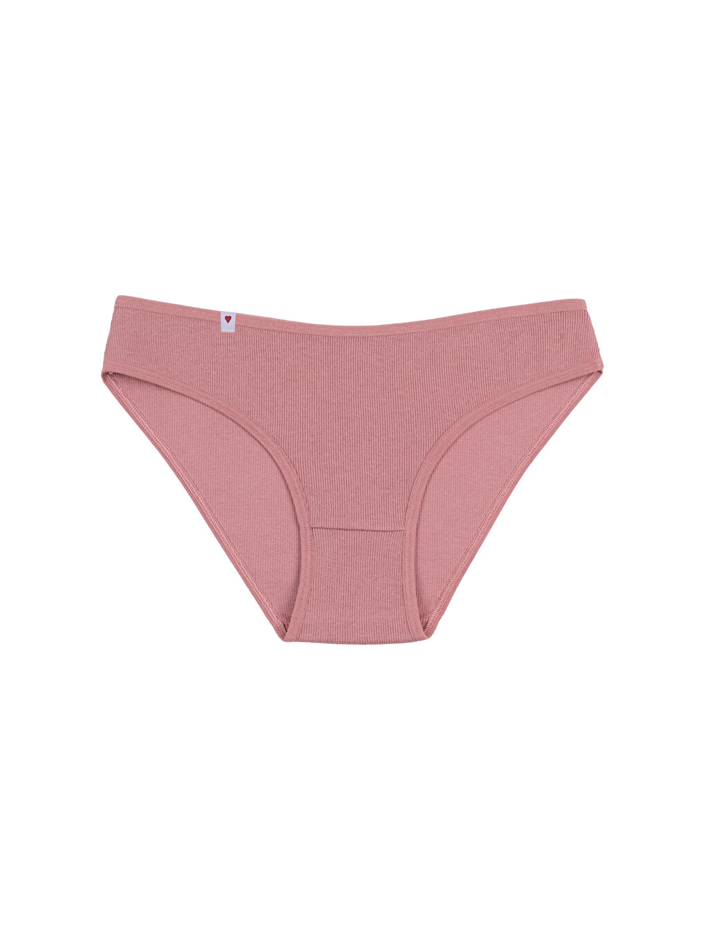 Kahverengi Kadın Külot 5 li Pamuklu Etiket Detaylı Fitilli Ribana-3