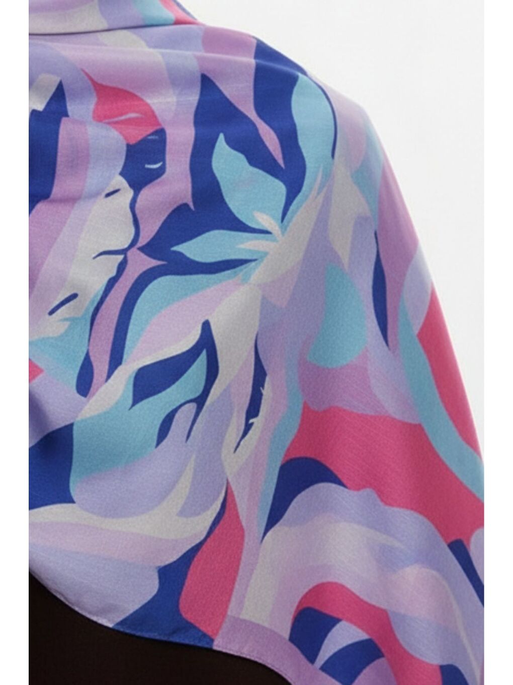 & YAQA Çok Renk Desenli Lila Şal-1