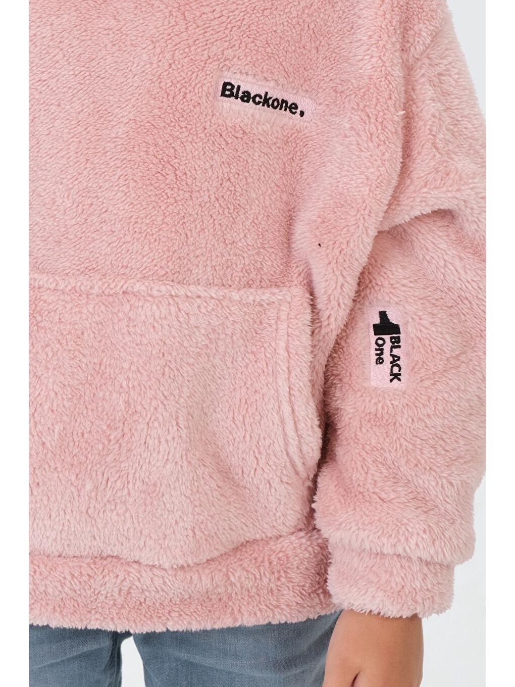 Pembe Erkek Çocuk Peluş Kapüşonlu Üst-3