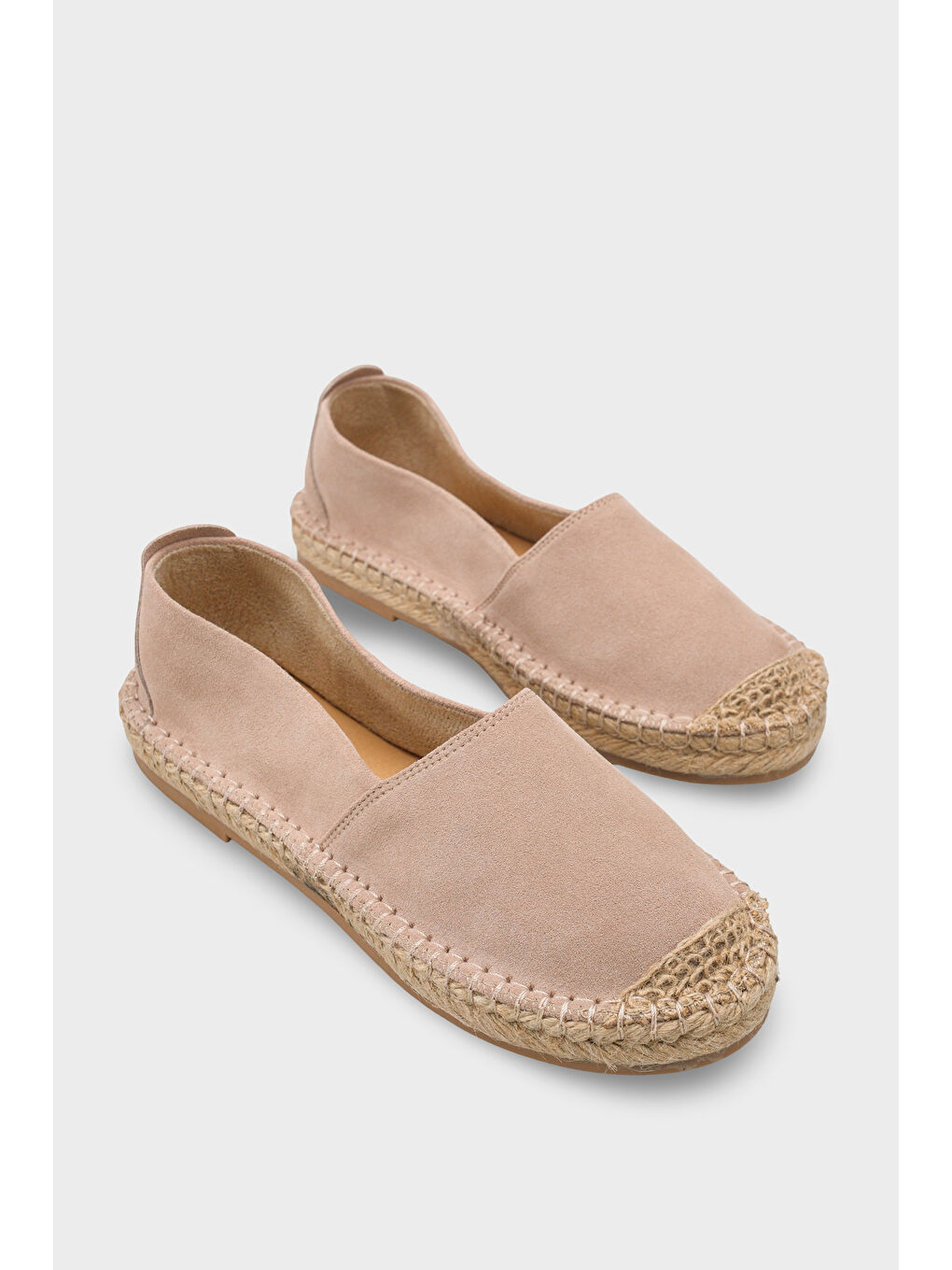 Bej Laurie Hakiki Deri Süet Kadın Espadril-1