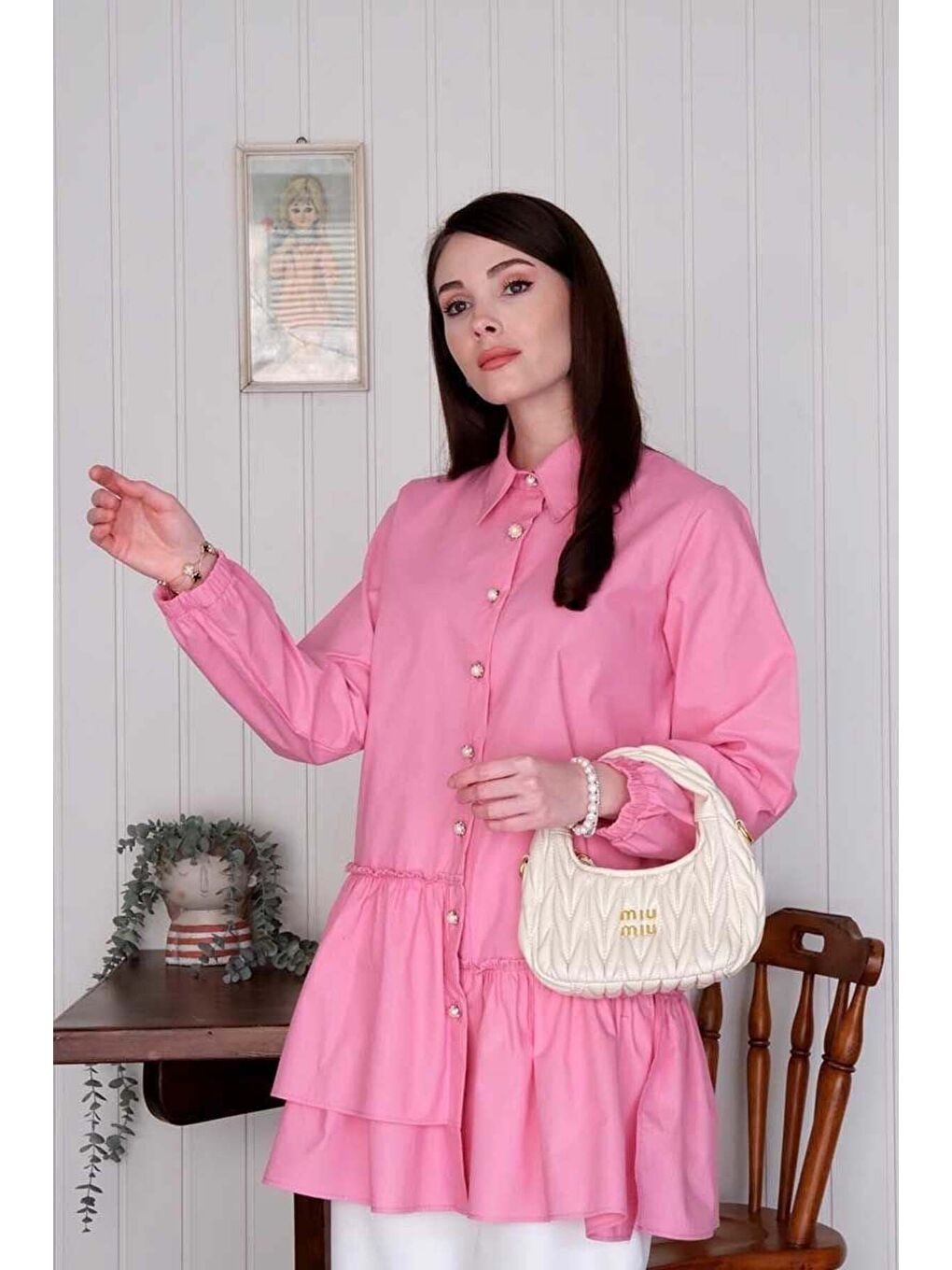 Pembe Asimetrik Gömlek-2