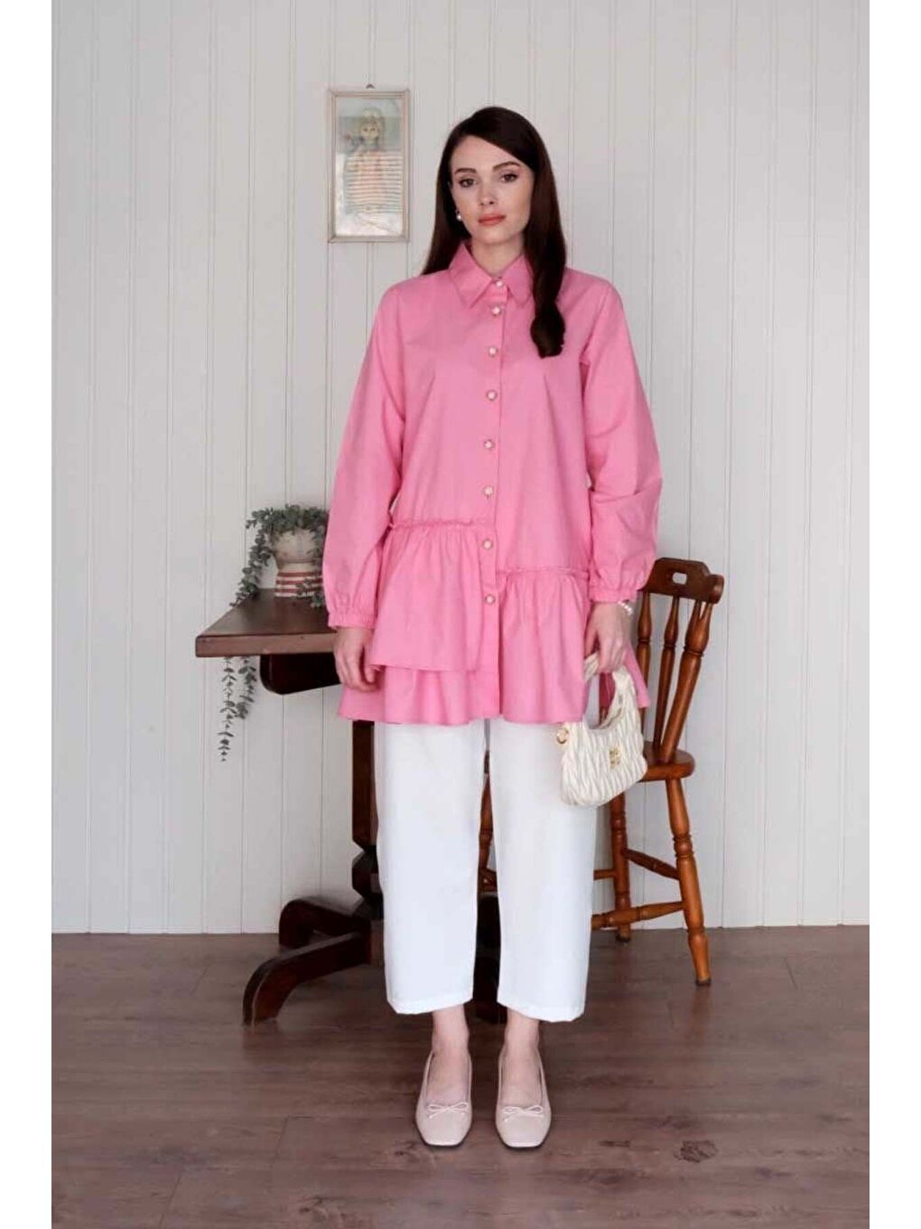 Pembe Asimetrik Gömlek-3