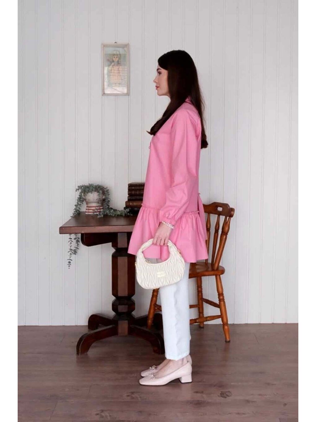 Pembe Asimetrik Gömlek-5