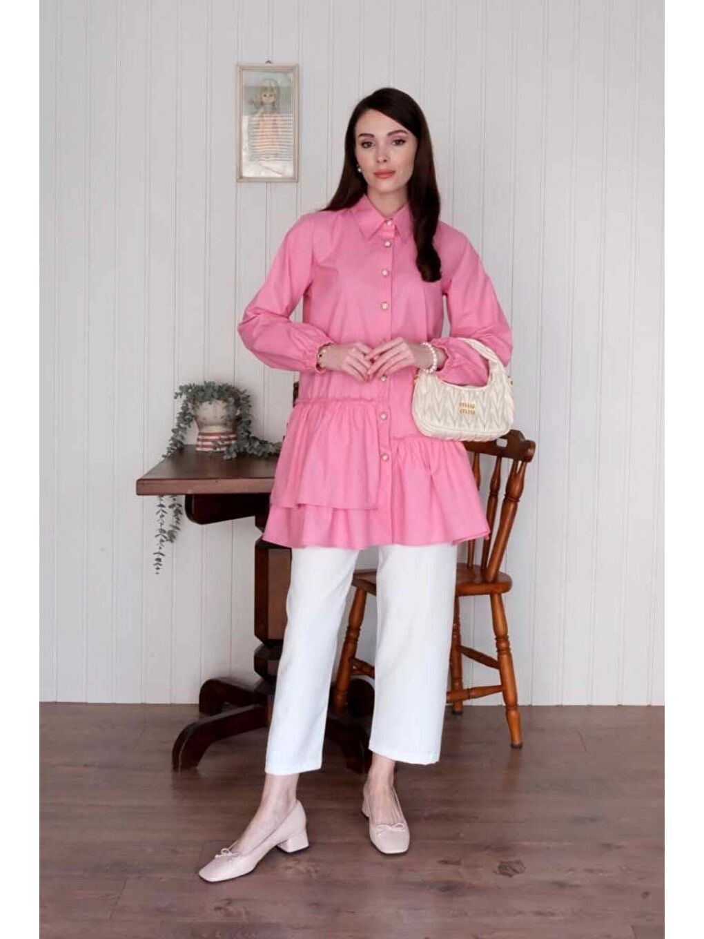 Pembe Asimetrik Gömlek-6