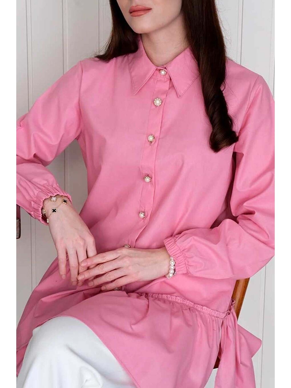 Pembe Asimetrik Gömlek-7