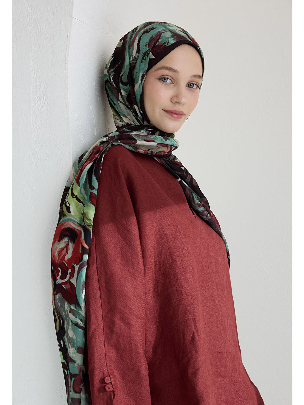 Kahverengi Rosıe Floş Viskon Şal Kahve-1