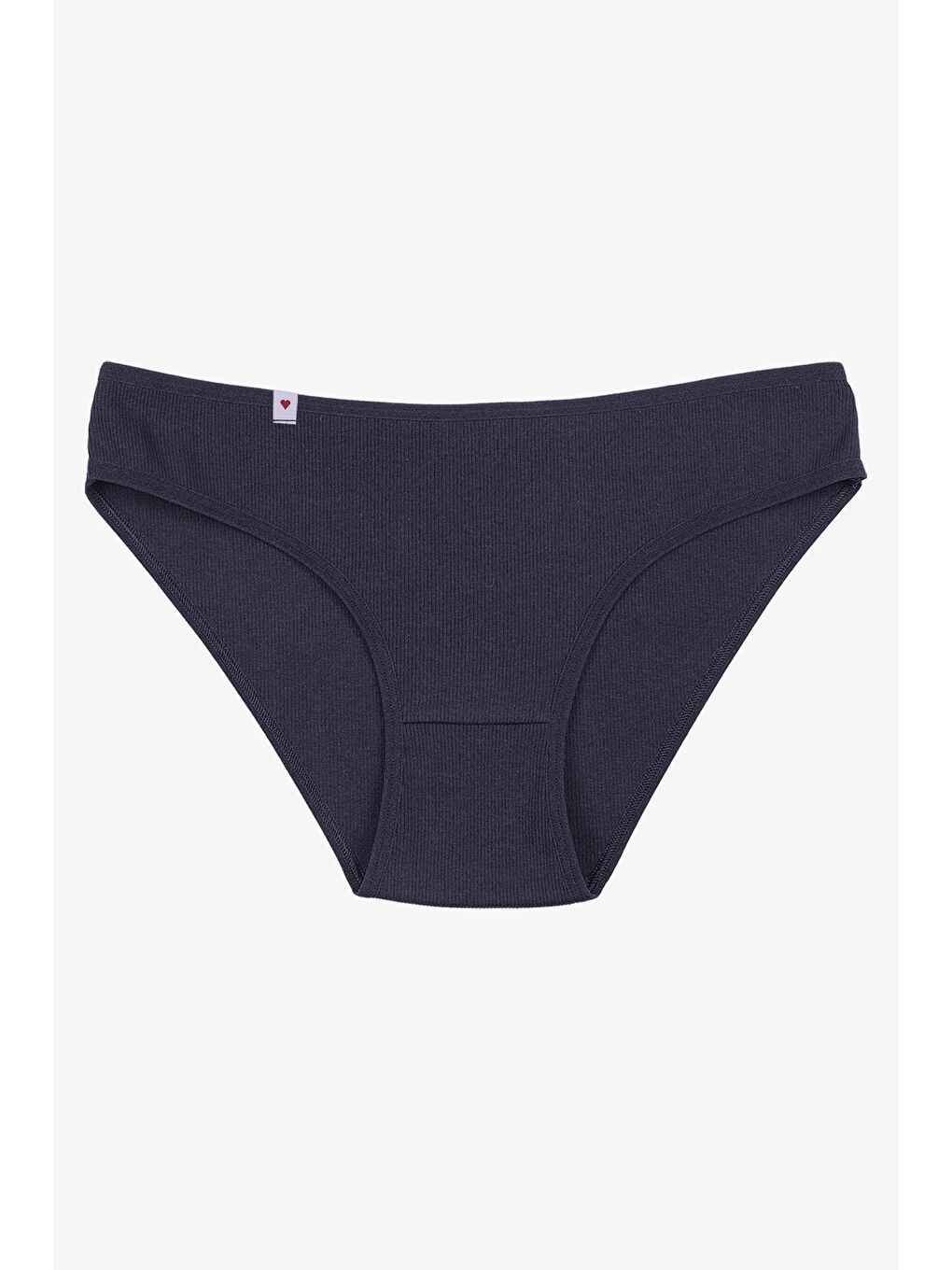 Gri Kadın Külot 5 li Pamuklu Etiket Detaylı Fitilli Ribana-3