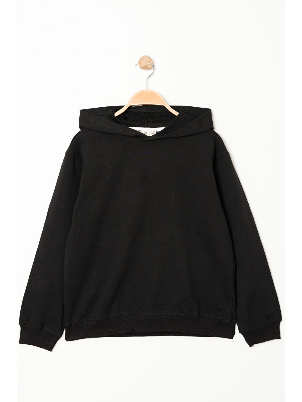 Bi&Em Smile Siyah Erkek Çocuk Siyah Kapüşonlu Basic 5-13 Yaş Sweatshirt- 3537-9