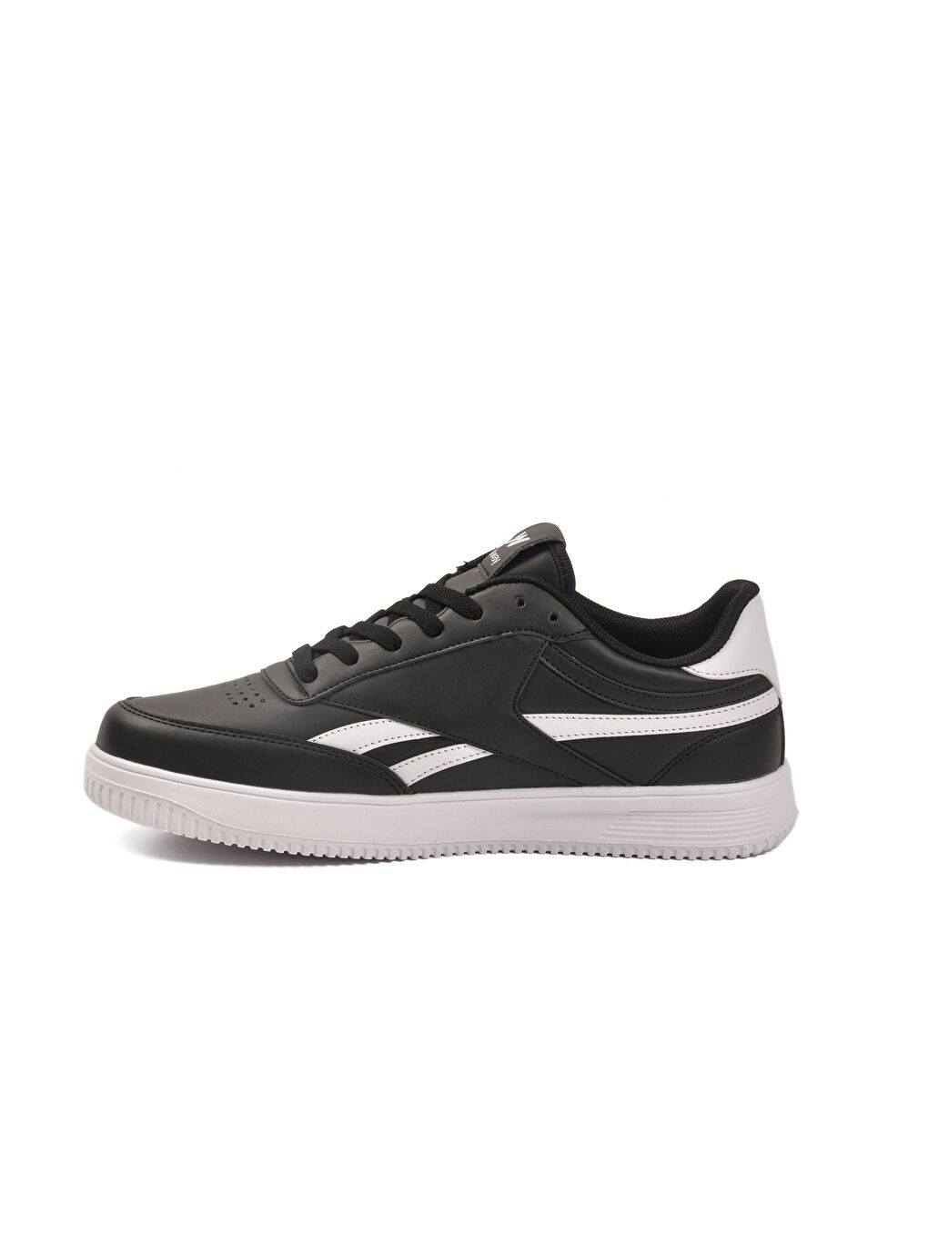 Siyah Beyaz Bağcıklı Hafif Cilt Unisex Spor Ayakkabı Marlow G-3