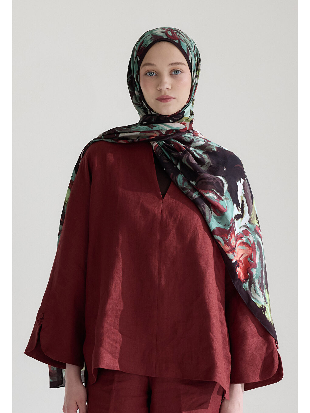 Kahverengi Rosıe Floş Viskon Şal Kahve-2