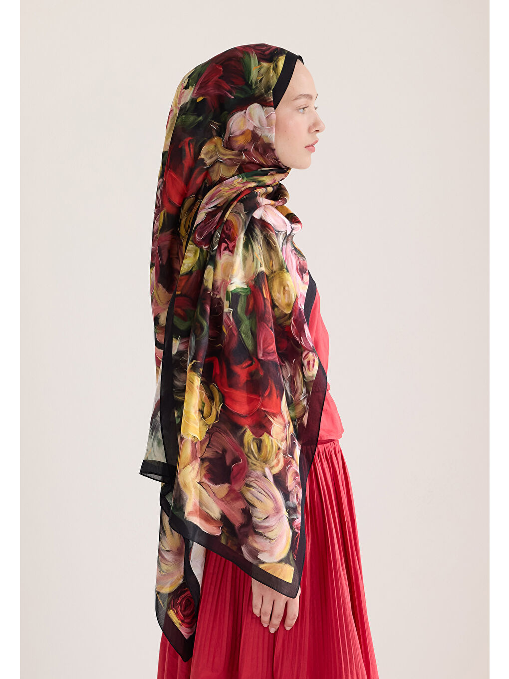 Rose Garden Floş Viskon Şal Siyah-2