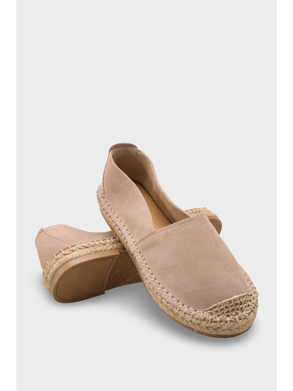 Bej Laurie Hakiki Deri Süet Kadın Espadril-4