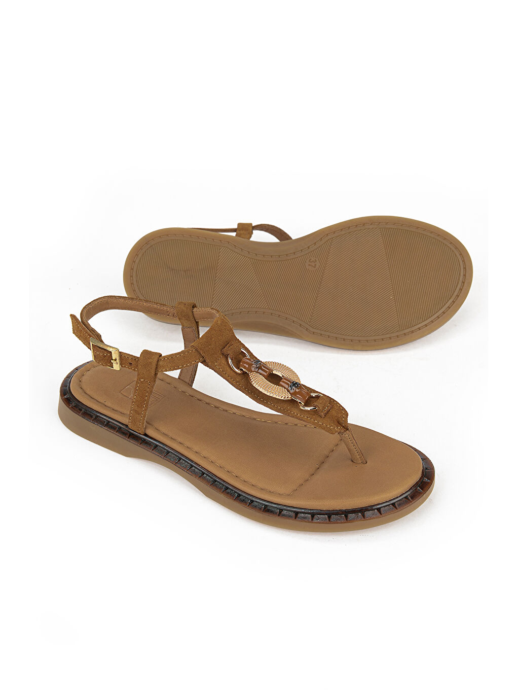 Kahverengi Kadın Hakiki Deri Sandalet 1611047Z26684 Taba-3
