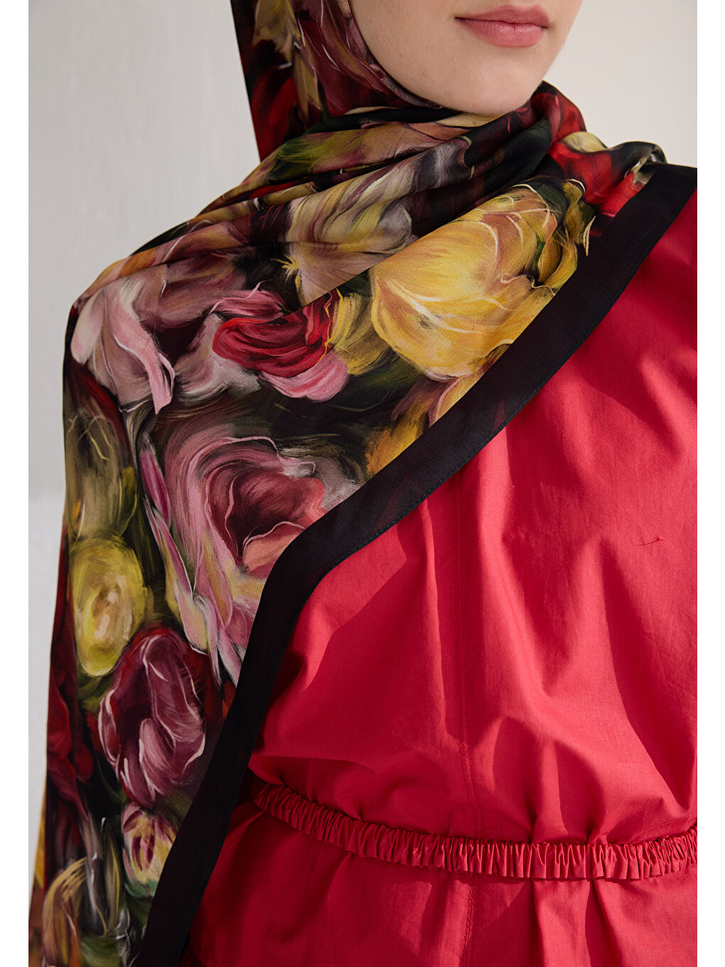 Rose Garden Floş Viskon Şal Siyah-3