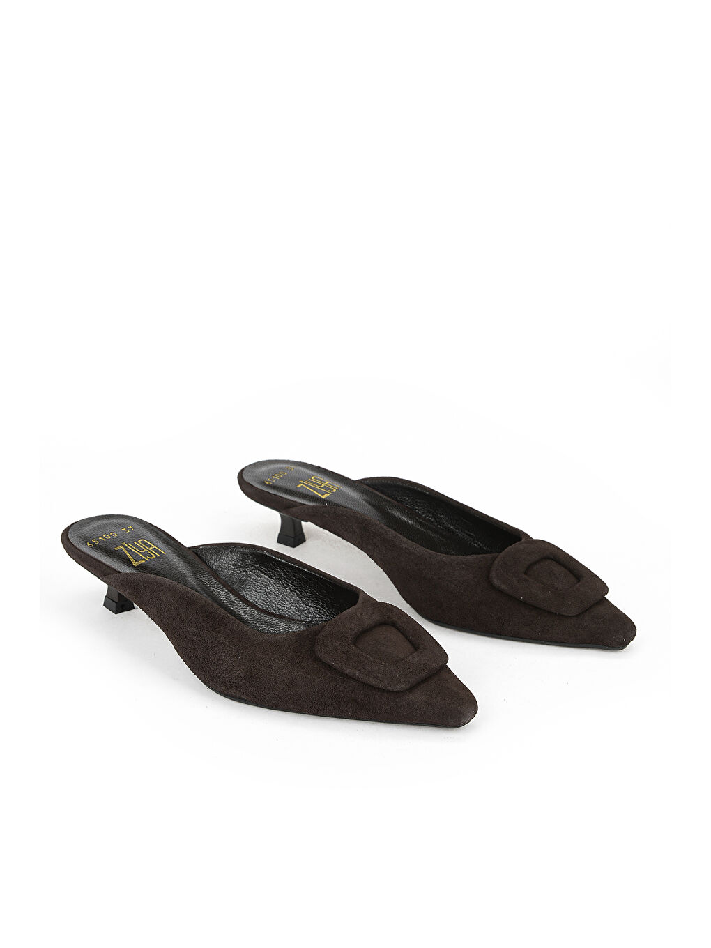 Kahverengi Kadın Hakiki Deri Topuklu Terlik 1611059Z65100 Kahve-1