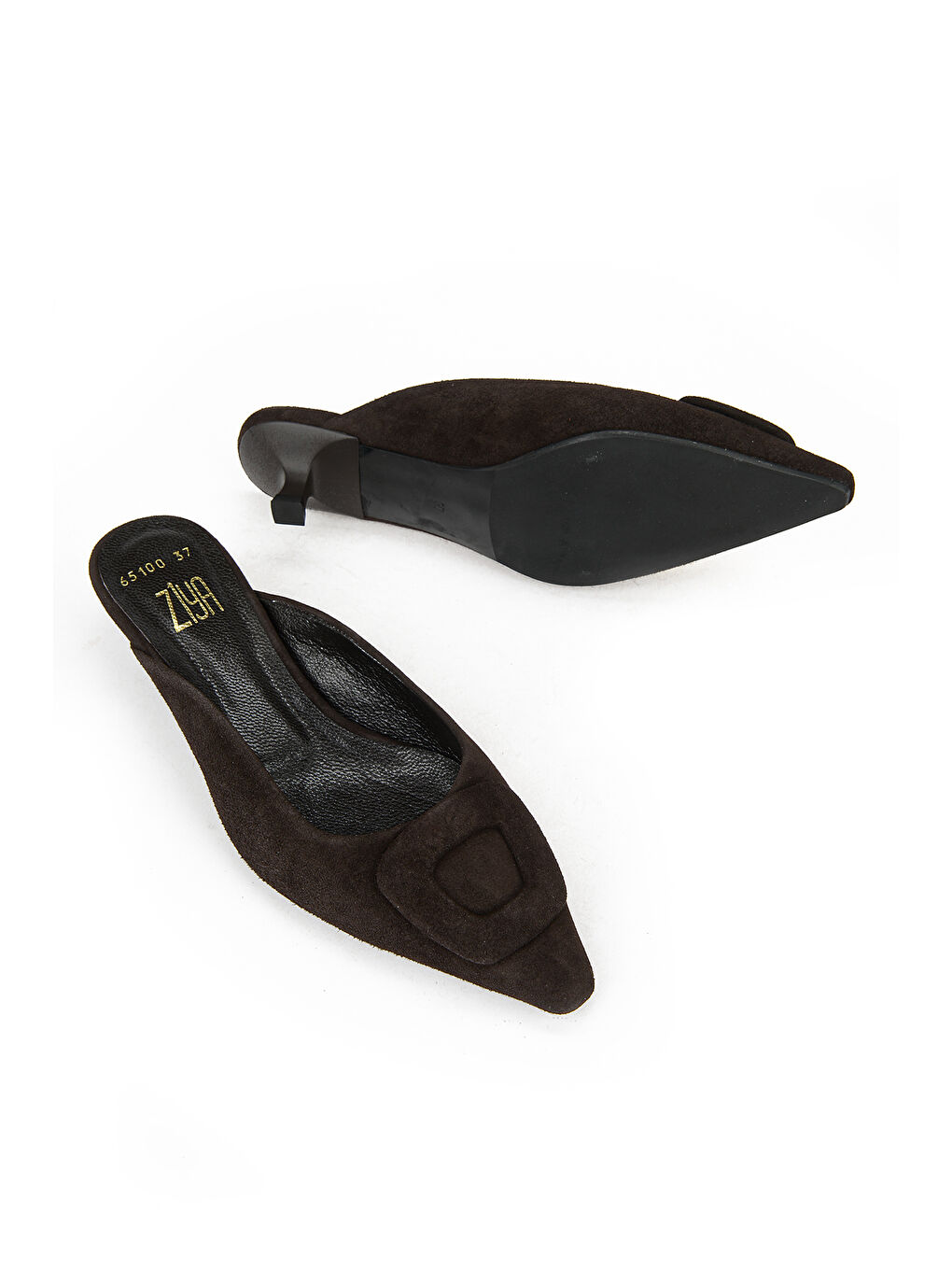 Kahverengi Kadın Hakiki Deri Topuklu Terlik 1611059Z65100 Kahve-3