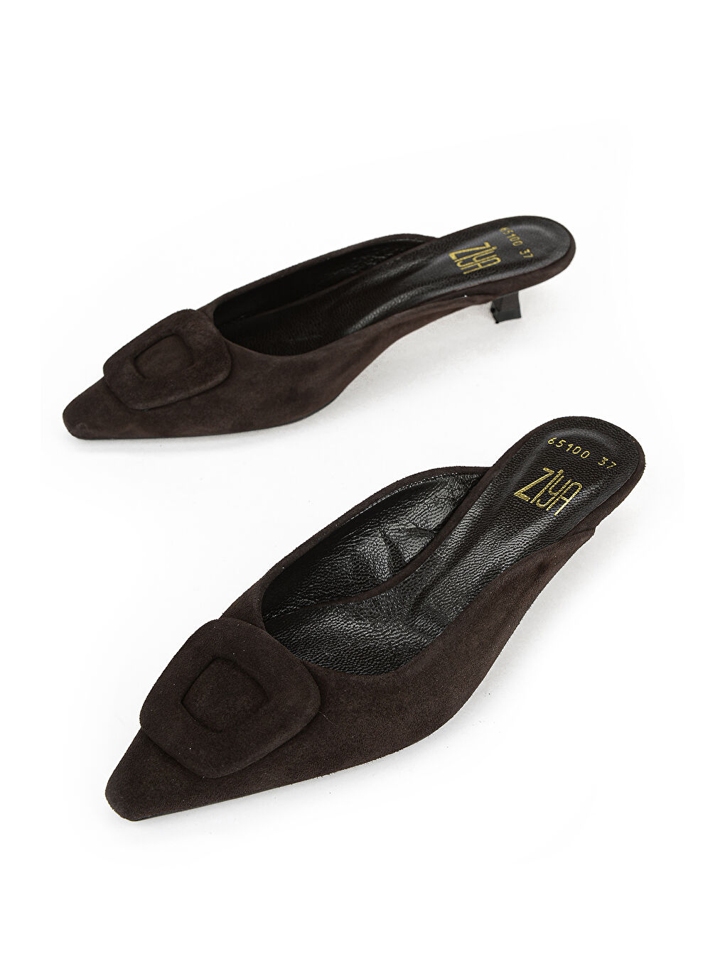 Kahverengi Kadın Hakiki Deri Topuklu Terlik 1611059Z65100 Kahve-4