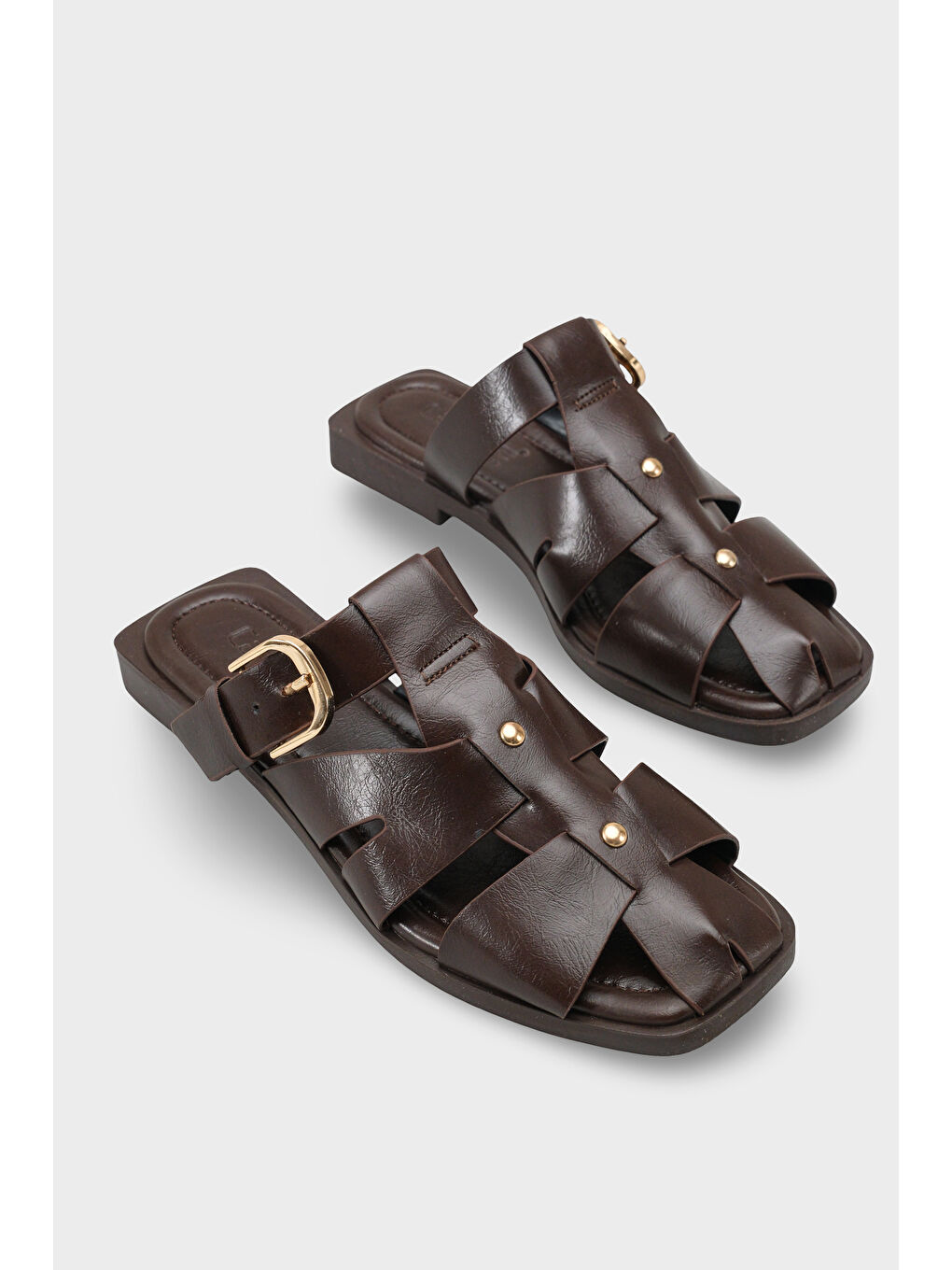 Kahverengi Willa Gladyatör Kadın Terlik-1