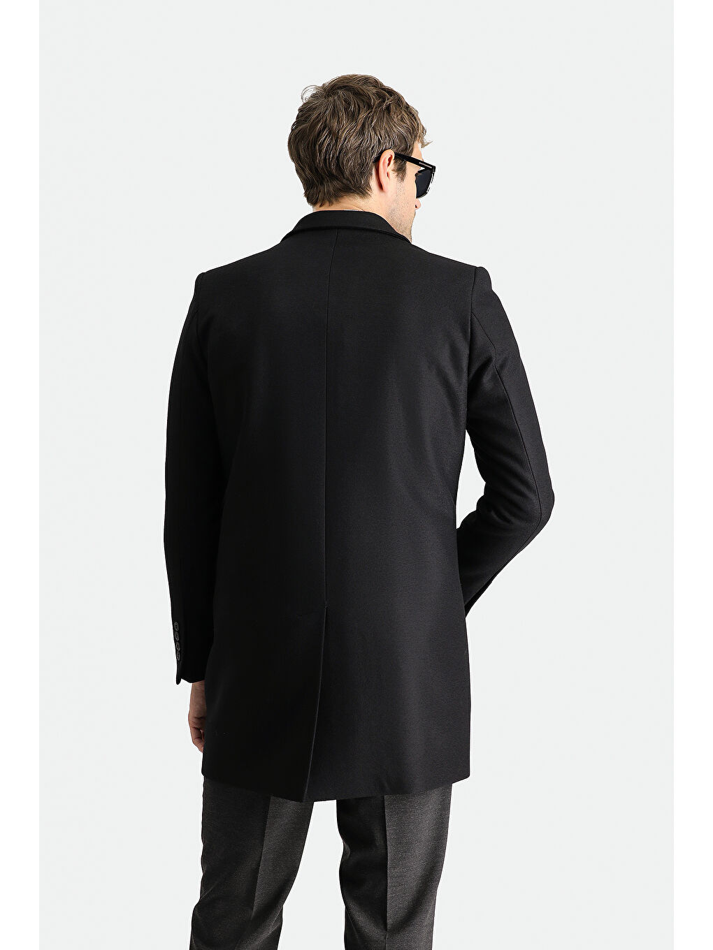 Siyah Yünlü Kruvaze Kaban-3