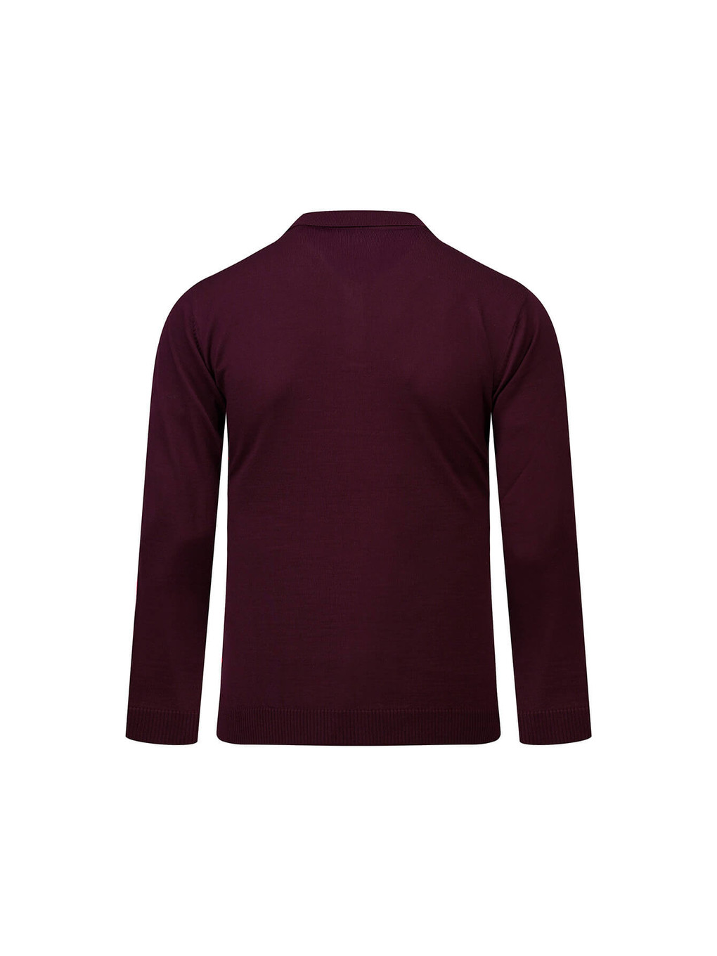 Bordo Regular Fit Polo Yaka Yünlü Kazak-1