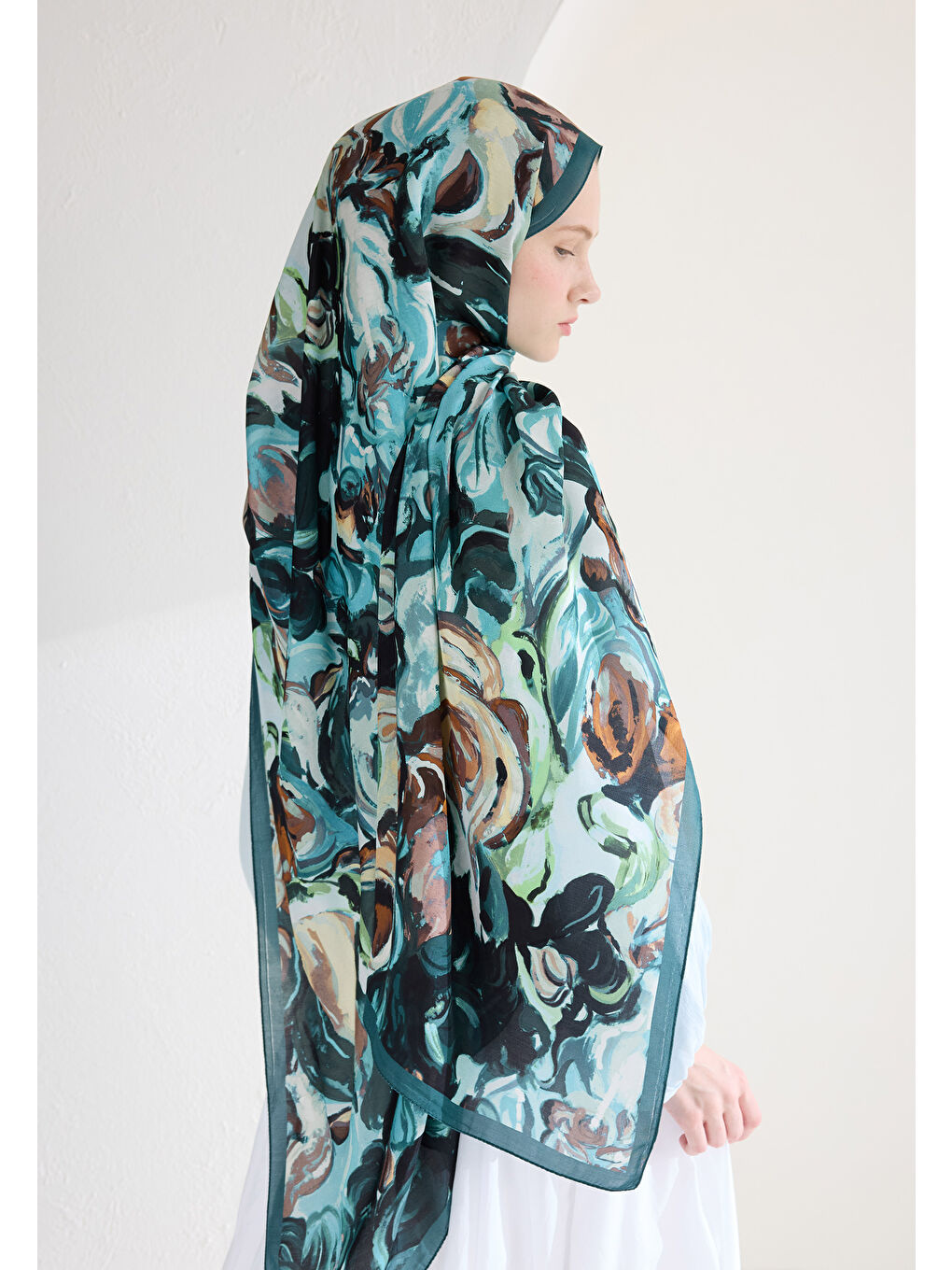 Mavi Rosıe Floş Viskon Şal Okyanus