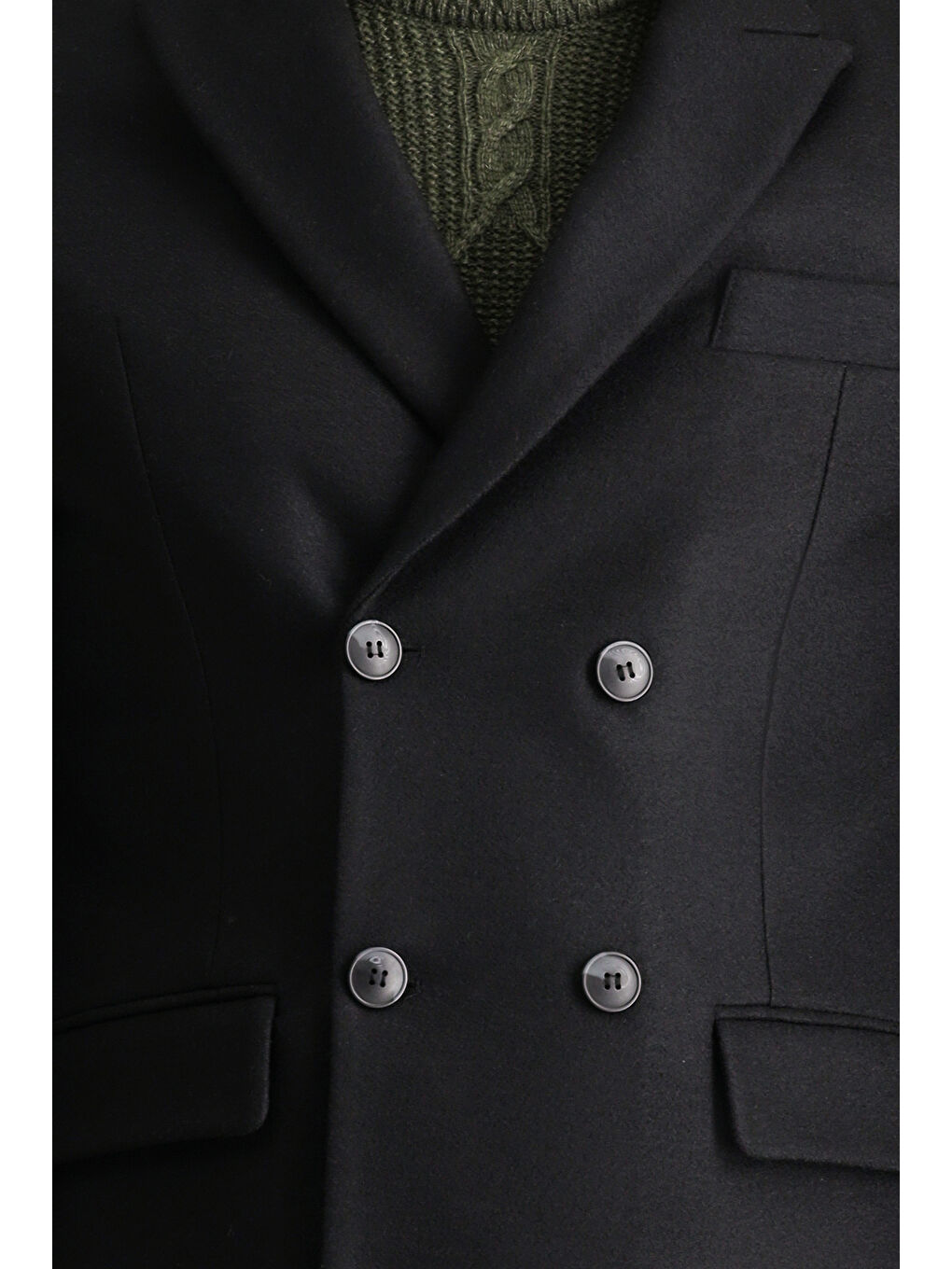 Siyah Yünlü Kruvaze Kaban-5