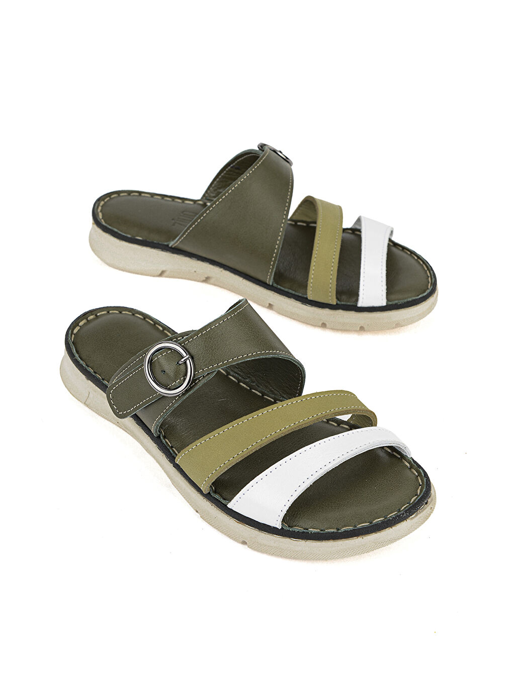 Kadın Hakiki Deri Konfor Terlik 1611051Z7102 Haki-1