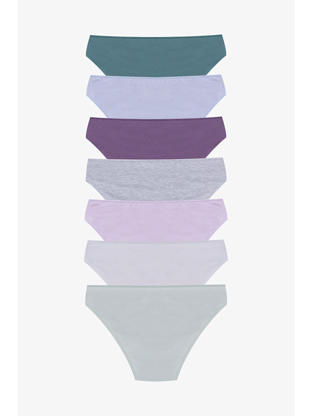 Gri Kadın Ön Bel Dantelli Büzgülü ve Fiyonk Detaylı Lastikli Külot 7'li-9