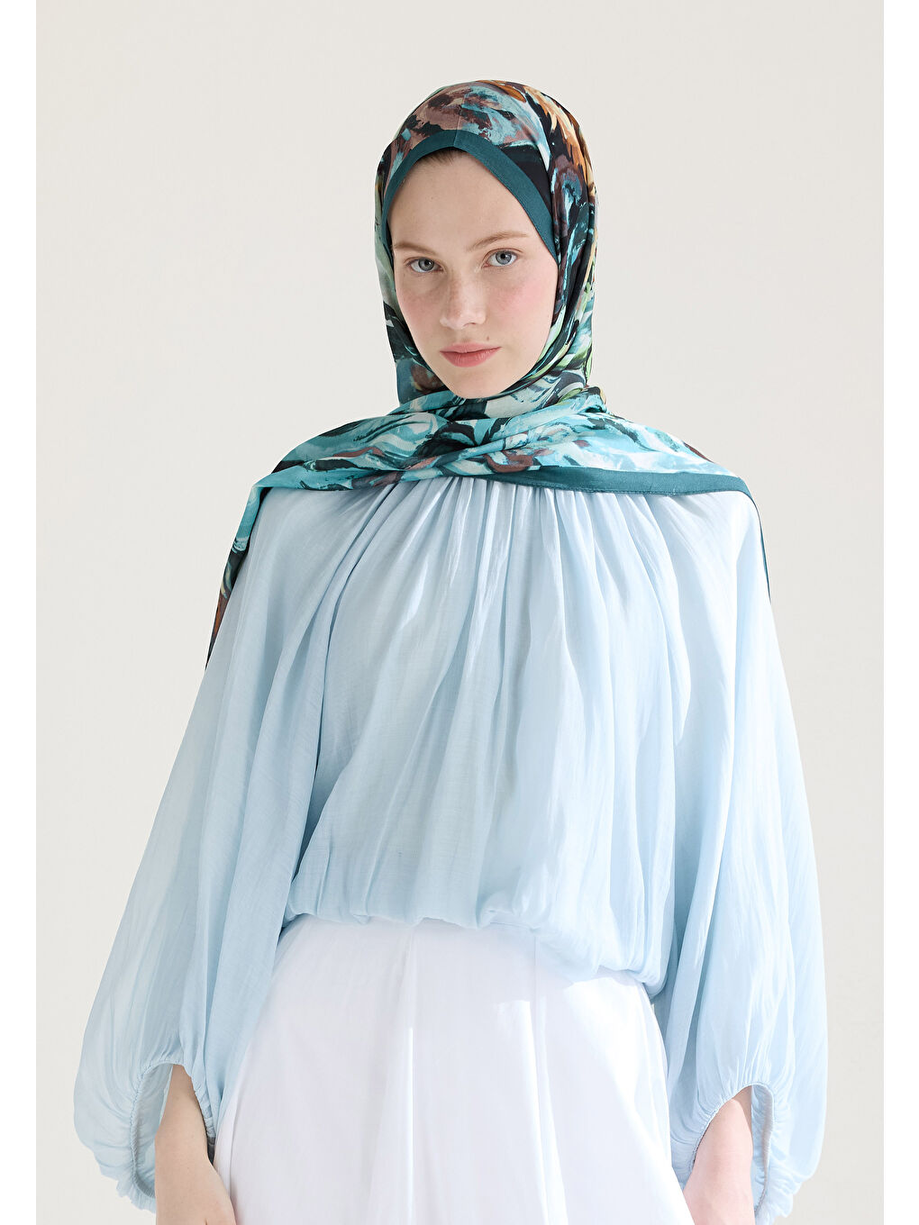 Mavi Rosıe Floş Viskon Şal Okyanus-1