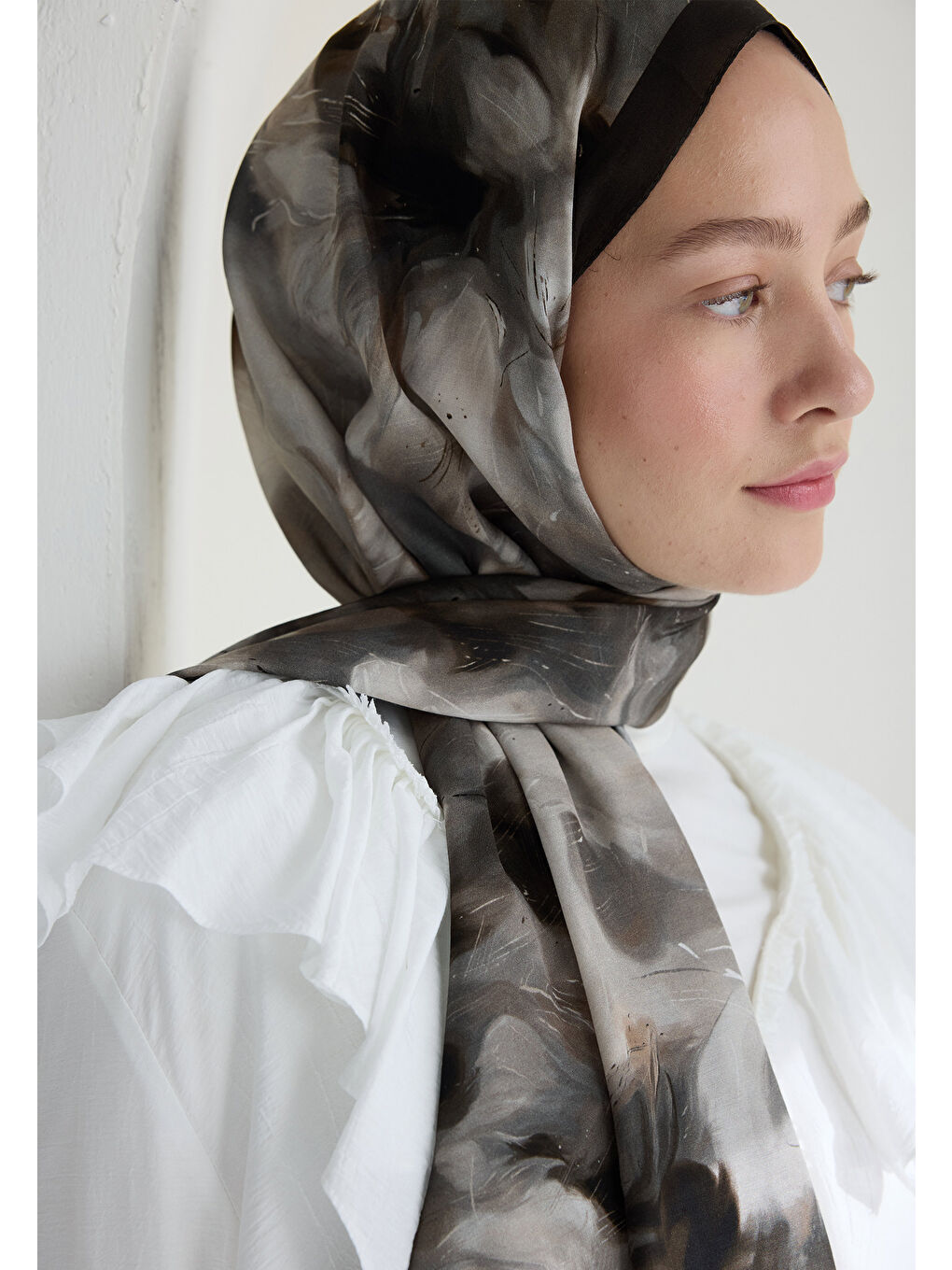 Bej Melaına Floş Viskon Şal Vizon-3