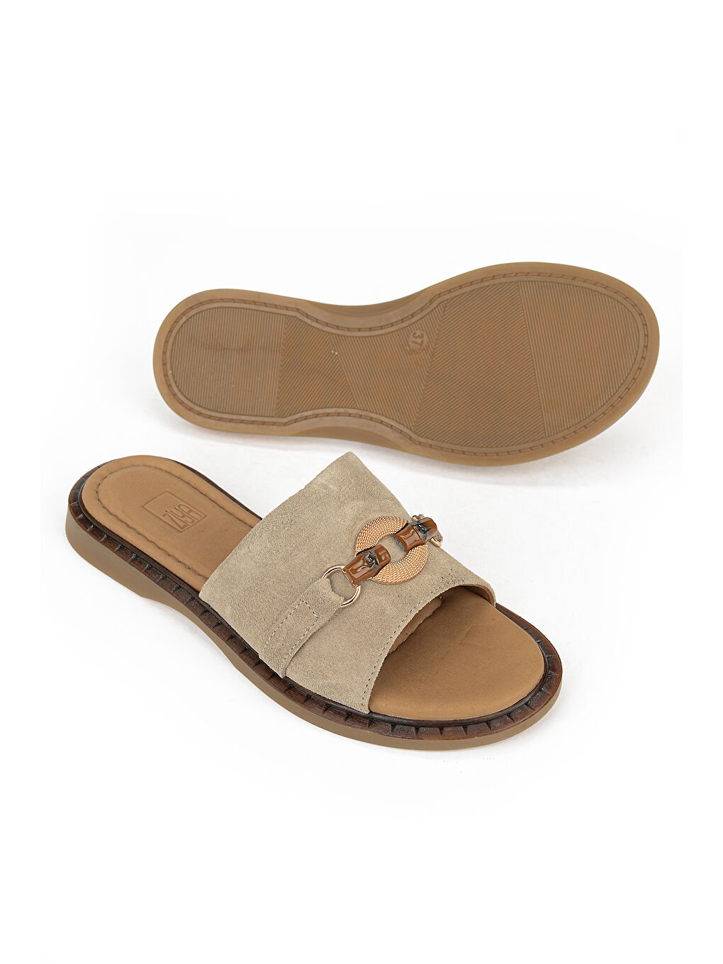 Bej Kadın Hakiki Deri Terlik 1611047Z26672 Vizon-3